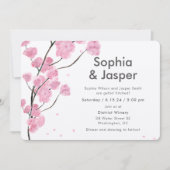 Moderne roze kersenbloesem bruiloft uitnodiging (Voorkant)