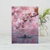 Moderne Roze Kersenbloesem Uitnodiging Template – (Staand voorkant)