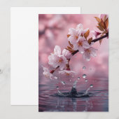 Moderne Roze Kersenbloesem Uitnodiging Template – (Voorkant / Achterkant)