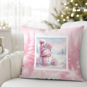 Moderne Roze Kerst Cozy Winterbos Kinderkamer Kuss Kussen