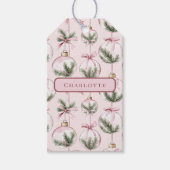 Moderne Roze Kerst Ornament Cadeaubadge Cadeaulabel (Voorkant)