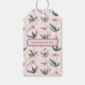Moderne Roze Kerst Ornament Cadeaubadge Cadeaulabel (Achterkant)