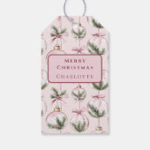 Moderne Roze Kerst Ornament Cadeaubadge Cadeaulabel (Achterkant)