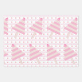 Moderne Roze Kerst Patroon Set van 3 Inpakpapier Vel (Voorkant 3)
