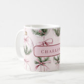 Moderne Roze Kerstbal Gepersonaliseerde Mok (Voorkant links)