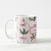 Moderne Roze Kerstbal Gepersonaliseerde Mok (Links)