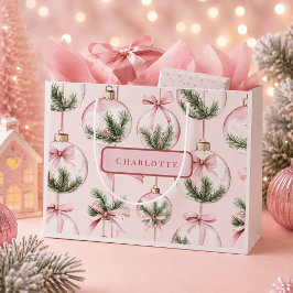 Moderne Roze Kerstbal Giftzak Groot Cadeauzakje