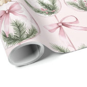 Moderne Roze Kerstbal Inpakpapier (Rol Hoek)
