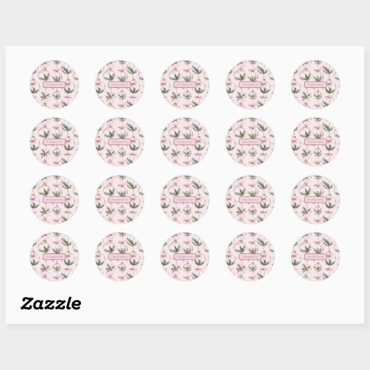 Moderne Roze Kerstbal Personalized Sticker (Vel)