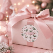 Moderne Roze Kerstbal Personalized Sticker