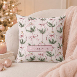 Moderne Roze Kerstbal Persoonlijke Kussen