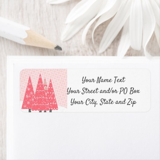 Moderne roze kerstbomen etiket (Insitu)