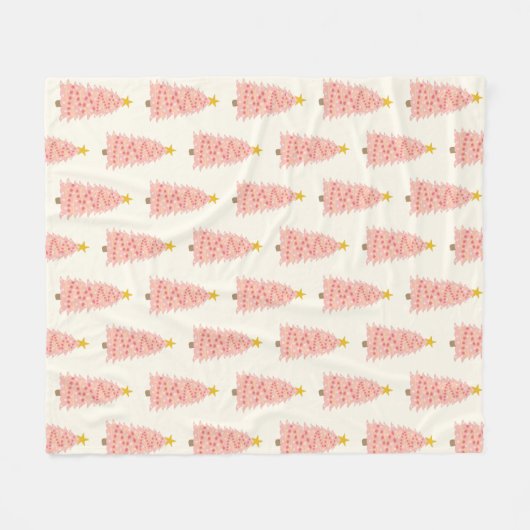 Moderne Roze Kerstbomen Fleece Ivoor Deken (Voorkant (Horizontaal))