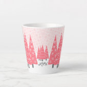 Moderne Roze Kerstbomen Monogram Latte Mok (Voorkant)