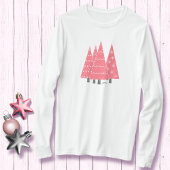 Moderne roze kerstbomen Monogram T-shirt