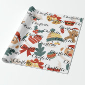 Moderne Roze Kerstbomen Naam Cadeau Gepersonalisee Cadeaupapier (Uitgerold)