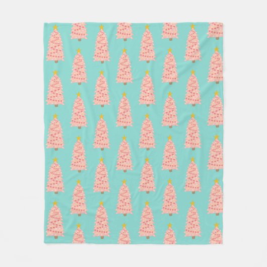 Moderne roze kerstbomen op de apqua Fleece Blanket (Voorkant)