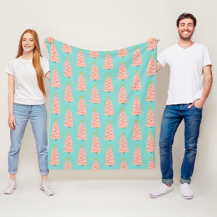 Moderne roze kerstbomen op de apqua Fleece Blanket Deken