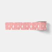 Moderne Roze Kerstbomen Patroon Satijnen Lint (Voorkant)