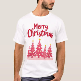 Moderne roze kerstbomen 'Vrolijk kerstfeest' T-shirt