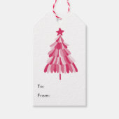 Moderne roze kerstboom cadeaulabel (Voorkant)