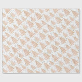 Moderne roze kerstboom en gouden glitter-patroon cadeaupapier (Vlak)