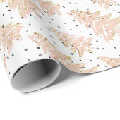 Moderne roze kerstboom en gouden glitter-patroon cadeaupapier (Rol Hoek)