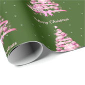 Moderne Roze Kerstboom Groen Cadeaupapier (Rol Hoek)