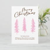 moderne roze kerstboom kerstkaart (Staand voorkant)