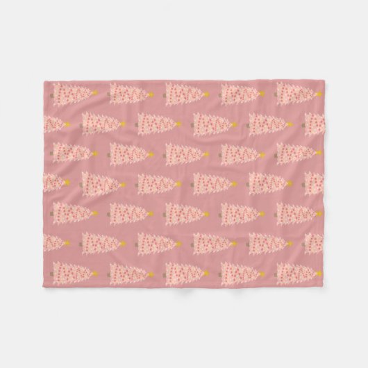 Moderne roze kerstboom op mauve Fleece Blanket (Voorkant (Horizontaal))