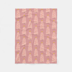 Moderne roze kerstboom op mauve Fleece Blanket