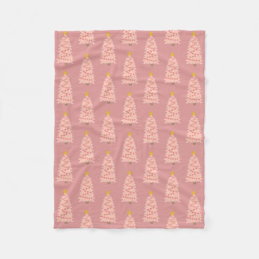 Moderne roze kerstboom op mauve Fleece Blanket (Voorkant)