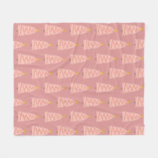 Moderne roze kerstboom op mauve Fleece Blanket (Voorkant (Horizontaal))