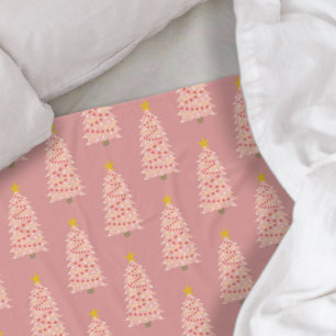 Moderne roze kerstboom op mauve Fleece Blanket Deken