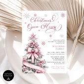 Moderne Roze Kerstboom Open House Party Kaart