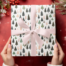 Moderne Roze Kerstboom Patroon Cadeaupapier