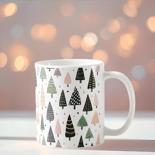 Moderne Roze Kerstboom Patroon Mok