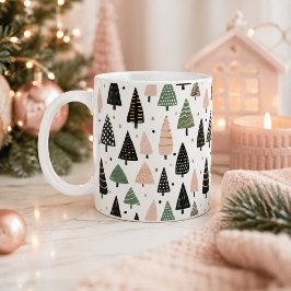 Moderne Roze Kerstboom Patroon Mok