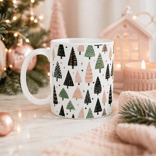 Moderne Roze Kerstboom Patroon Mok