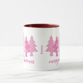 Moderne Roze Kerstboom Patroon Naam Koffie Mok (Midden)