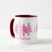 Moderne Roze Kerstboom Patroon Naam Koffie Mok (Voorkant links)