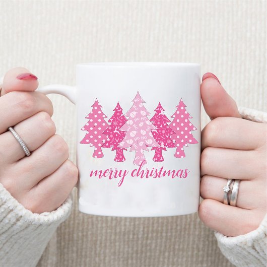 Moderne Roze Kerstboom Patroon Naam Koffie Mok