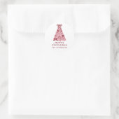 Moderne Roze Kerstboom Ronde Sticker (Tas)
