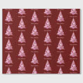 Moderne Roze Kerstboom Rood Cadeaupapier (Vlak)