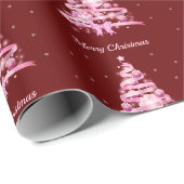Moderne Roze Kerstboom Rood Cadeaupapier (Rol Hoek)