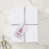 Moderne roze kerstboomfeestdag cadeaulabel (Met Touw)
