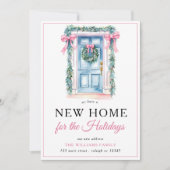 Moderne Roze Kerstdeur Nieuwe Home Vakantie Verhui Aankondiging (Voorkant)