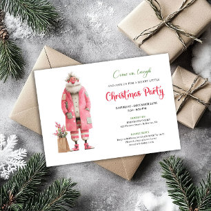 Moderne Roze Kerstman Grappige Kerstfeest Template Kaart