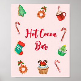Moderne roze kerststaart met zwarte cacaobalk poster