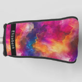 Moderne Roze Kleur Fusie Gepersonaliseerd Golfheadcover (Voorkant)